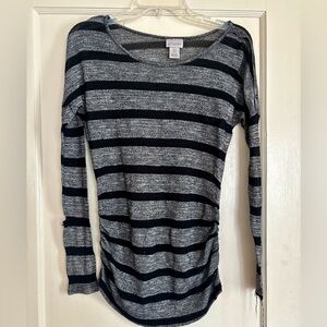 Motherhood Maternity Gray and Black Striped Long Sleeve Top